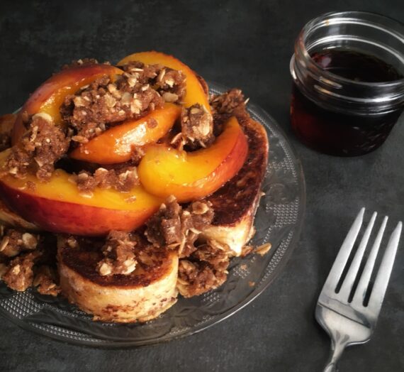 Peach French Toast with Stovetop Streusel