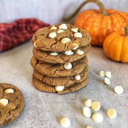 Brown Butter Pumpkin Spice Cookies with White Chocolate Chips