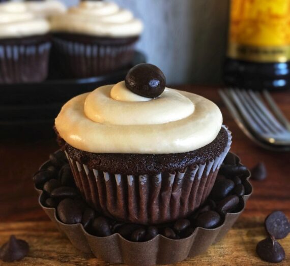 Dark Chocolate Cupcakes with Kahlua Cream Cheese Frosting